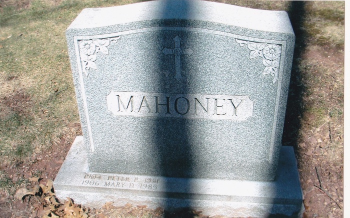 Mahoney grave marker at Holy Cross Cemetery.